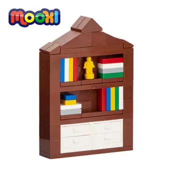 MOOXI Начало на библиотеката Мебелен блок САМ Развитие играчка За деца, Подарък Строителство Тухла Съвместими части за Сглобяване на MOC4006