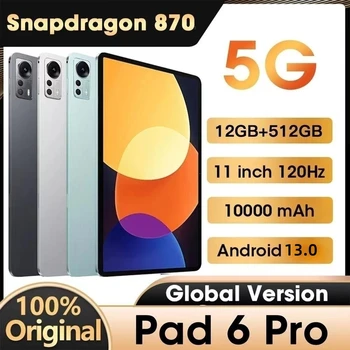 Оригиналната Глобалната версия на таблета 2023 Android Pad 6 Pro 16GB + 1TB Snapdragon 870 Таблети PC 5G с две SIM-карти или WIFI 4K HD Mi Tab