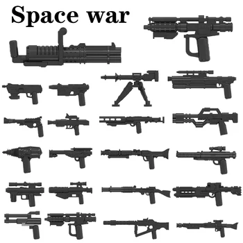 50 бр. Космически пистолет, тухла, MOC, Аксесоари за военни оръжия, Съвместима фигурка на войник, градивен елемент, играчки за деца, творчески подаръци