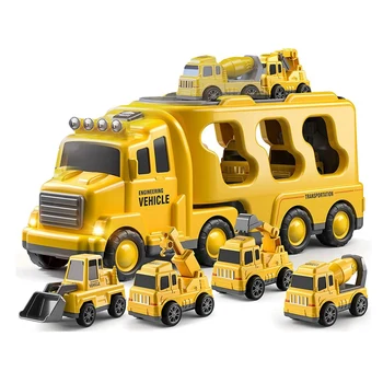 Играчки за строителни камиони, Жълти Пластмасови играчки машинки за деца от 1-3 години, Коледни подаръци за рожден Ден за деца