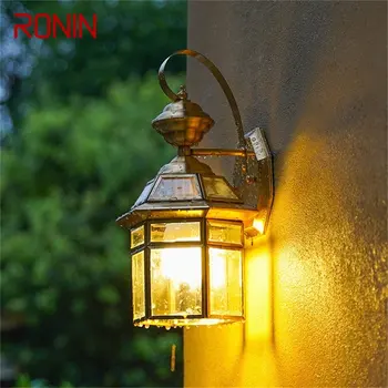 RONIN Ретро Външен Месинг, с монтиран на стената лампа Водоустойчива IP65, стенни лампи, led лампа за дома, Верандата, двора