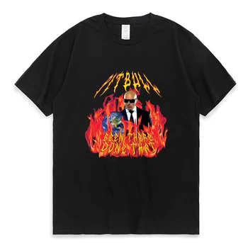 Класическа тениска с изображение на Питбуля в стила на хеви-метъл с пламък за МЪЖЕ И жени, тениски Mr Worldwide Gives Done That, Модерна черна тениска в стил хип-хоп тениска