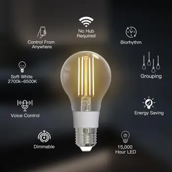 Умен Дом Sasha Wifi В ретро стил Умна лампа с нажежаема жичка Led лампа за Алекса Google Home Smart Life Приложение на Hristo Smart Moes