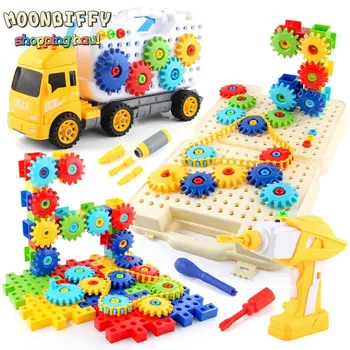 Събрани със собствените си ръце конструктори, градивен елемент, набор от играчки, въртящи се зъбни колела, Детски творчески свързани с обучение на блокове, детска площадка