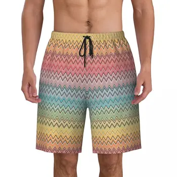Обичай Плажни шорти за Мъже Бързосъхнеща Плажни дрехи, Плажни шорти Богемные Геометрични Топене на Бански костюми