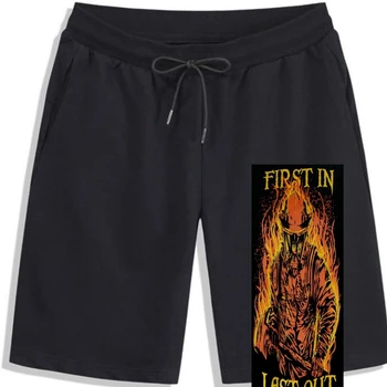 Мъжки къси панталони First In, Last Out черен цвят за пожарникари