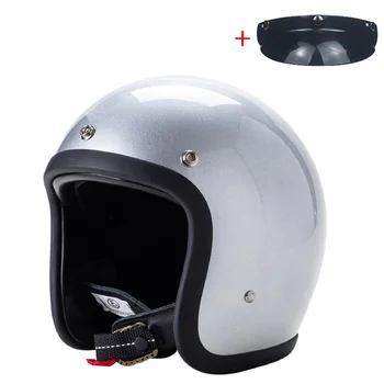 Мотоциклет шлем TT & COCASCOS с открито лице От истински винтажного фибростъкло в Ретро стил За Каране на скутер 3/4 Jet CascoDOT Одобрен от Moto Capacete