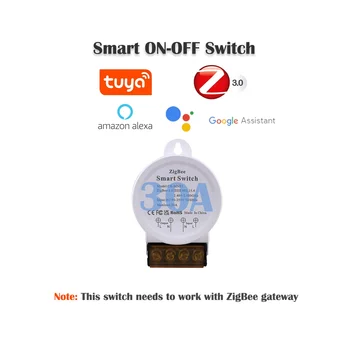 ZigBee Smart Switch Light на Sasha/приложение Smart Life Поддържа гласов контрол на напрежение 30A ac 90-250 В, бял